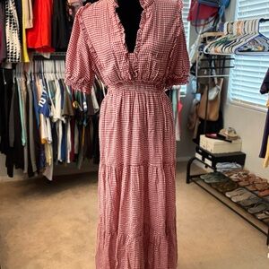 Max Studio Red and White Tiered Maxi Sundress